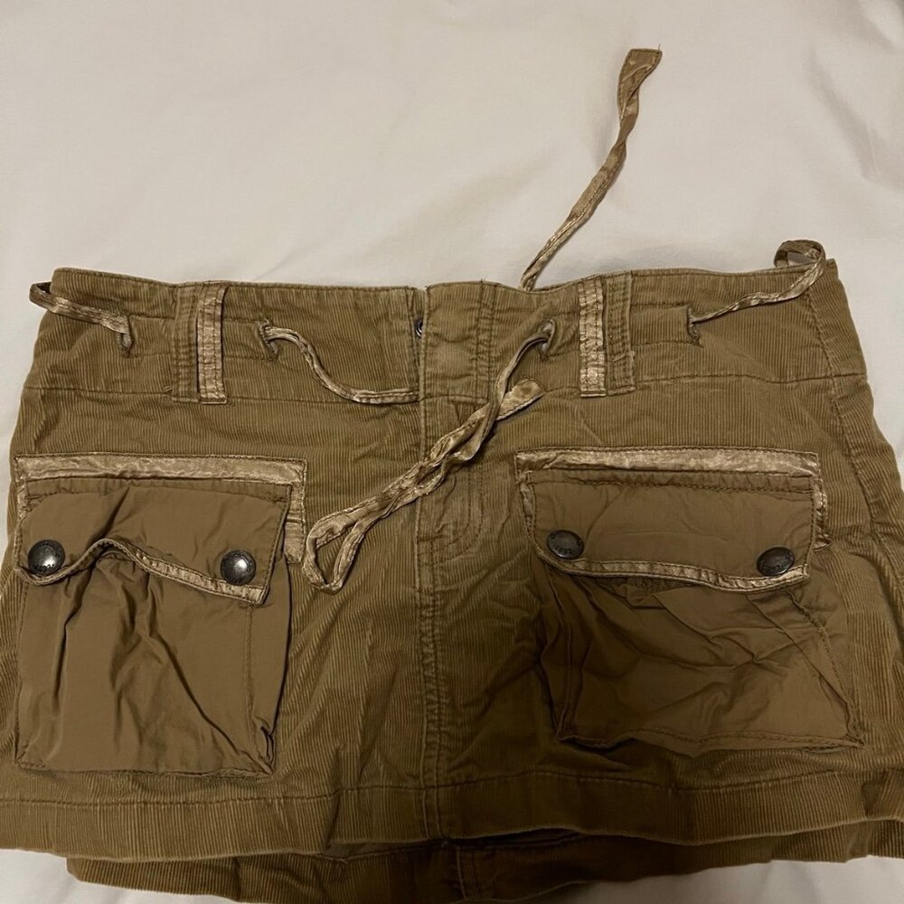 Abercrombie and Fitch Gold Corduroy Mini skirt Y2K